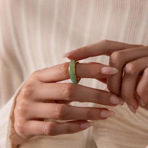 Jade Spinner Ring by Caitlyn Minimalist • Chunky Green Gemstone Fidget Ring • Jade Jewelry • Gift for Grandma • RR235