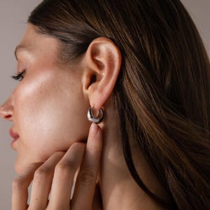 Bold Teardrop Hoop Earrings By Caitlyn Minimalist • Chunky Dome Huggie Earrings • Statement Jewelry • Girlfriend Gift • ER742 image 4