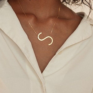 Sideways Initial Necklace Large Initial Necklace Oversized Letter Necklace Monogram Necklace Bridesmaids Gifts NM40F39 image 2