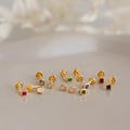 Square Birthstone Stud Earrings by Caitlyn Minimalist • Geometric Screw Back Earrings • Dainty Gemstone Jewelry • Gift for Her • ER658