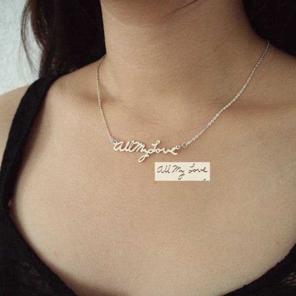 Custom Handwriting Memorial Signature Necklace • Personalized Handwriting Necklace • Handwriting Jewelry • Mom Gift • MOMS JEWELRY • NH01