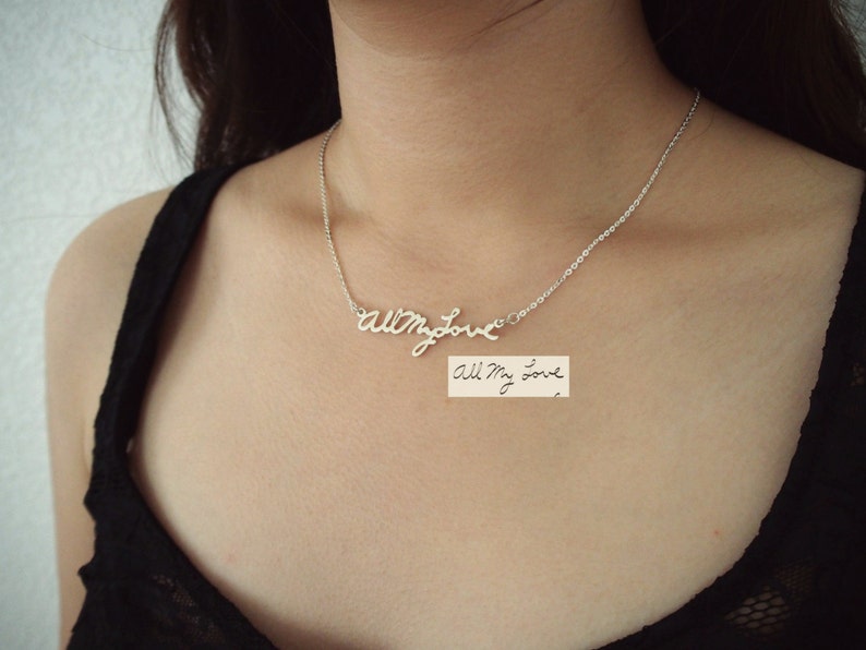 Custom Handwriting Memorial Signature Necklace • Personalized Handwriting Necklace • Handwriting Jewelry • Mom Gift • MOMS JEWELRY • NH01 