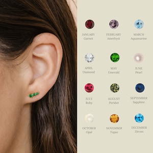 Gemstone Bar Stud Earrings by Caitlyn Minimalist • Everyday Earrings with Custom Birthstone • Minimalist Jewelry • Gift for Her • ER321