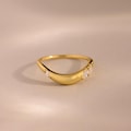 Organic Diamond Wave Ring by Caitlyn Minimalist • Curved Marquise Diamond Stacking Ring • Unique Arc Wedding Band • Anniversary Gift • RR191