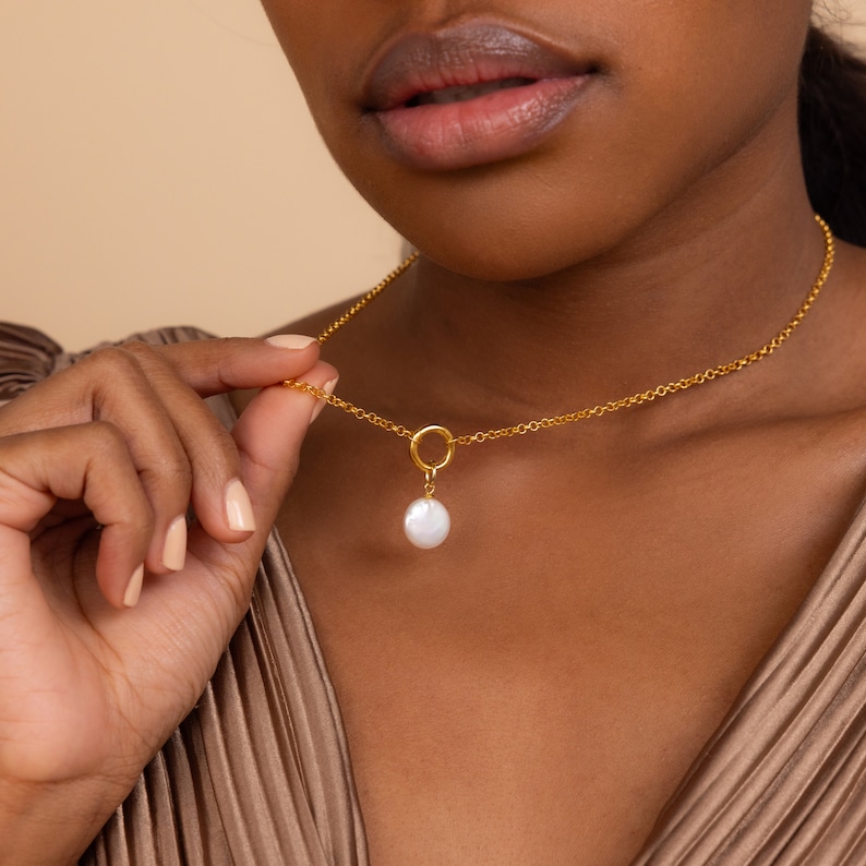 Pearl Pendant Charms by Caitlyn Minimalist Dangling Pearls for Charm Bracelet & Charm Necklaces Perfect Addition to your Everyday Style A) ROUND PEARL