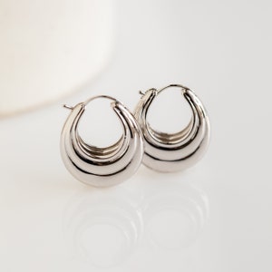 Sterling Silver Chunky Tube Hoop Earrings