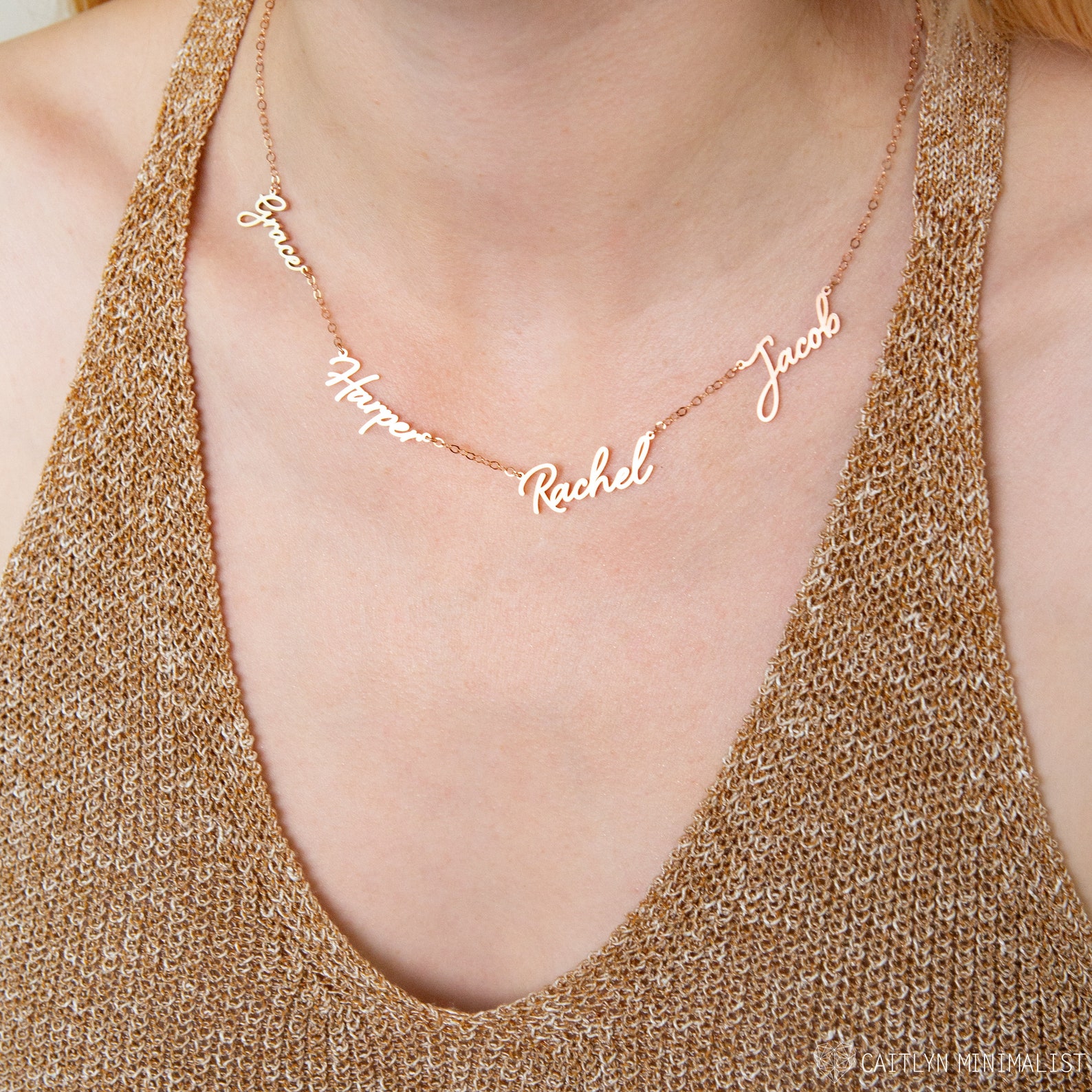 4 Name Necklace Multiple Name Necklace Custom Children Etsy