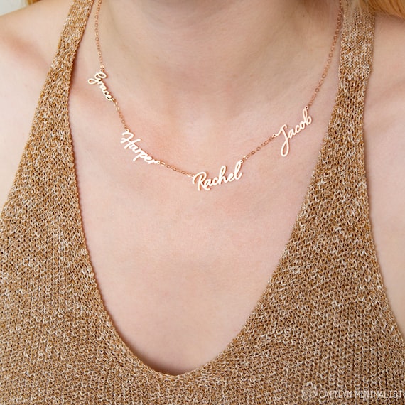 4 name necklace sale silver