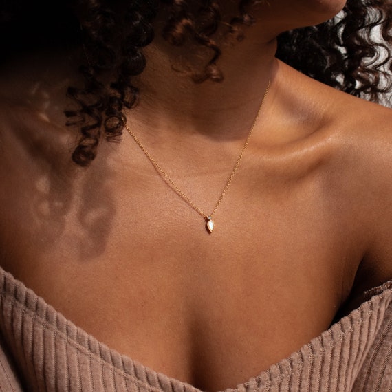 Minimalist opal necklace clearance