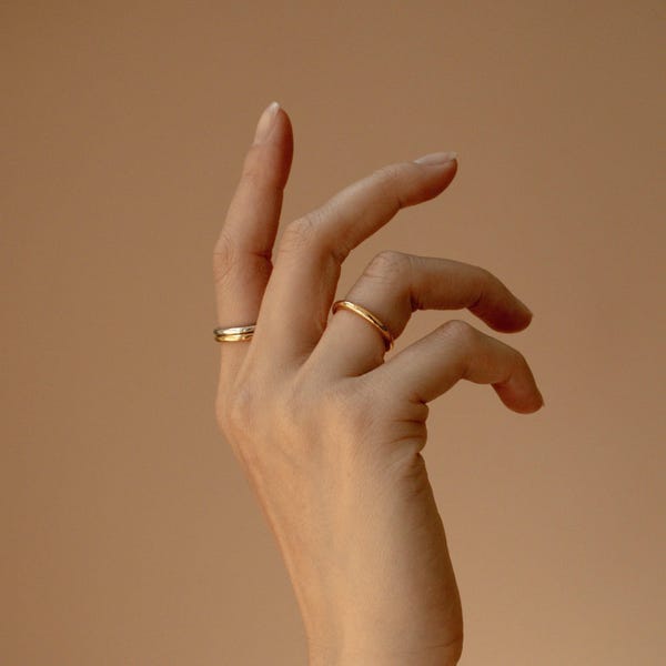 Minimalist Ring • Simple Gold Ring • Dainty Sterling Silver Ring • Perfect Stacking Ring for Pinky Ring, Midi Ring, Knuckle Ring • RR031