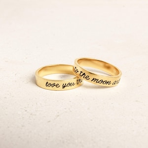 Custom Message Ring in Gold & Silver • Personalized Engraved Name Ring • Couples Promise Rings • Anniversary Gift for Her • RM24F100