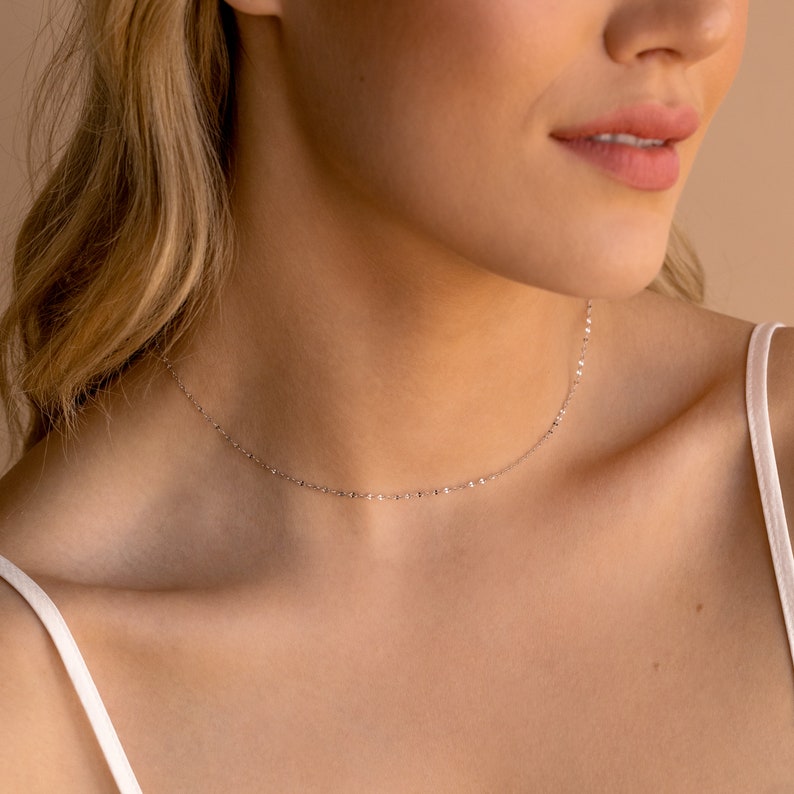 Dainty Mirror Chain Necklace by Caitlyn Minimalist Minimalist Layering Necklace with a Delicate Chain Bridal Shower Gift NR102 image 8