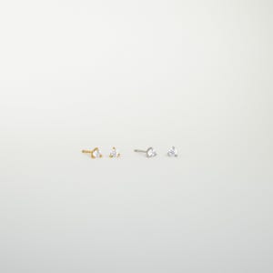 Tiny Diamond Studs by Caitlyn Minimalist • Dainty Gold Stud Earrings • Everyday Jewelry • Perfect for Earring Stacks • Gifts for Mom • ER124 SILVER