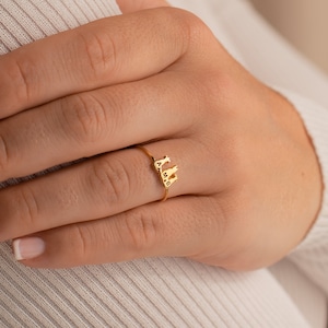 Personalisierter Haustierring von Caitlyn Minimalist Erinnerungsgeschenk für Tierliebhaber Beileidsgeschenk Stapelbarer gravierter Tier-Initialenring RM47F77 Bild 2