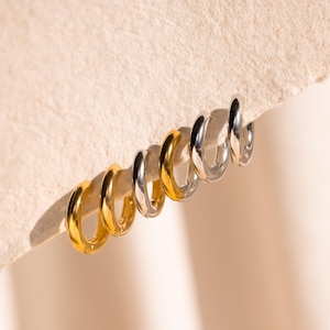 Chunky Hoop Earrings by Caitlyn Minimalist • Mixed Metal Earrings • Everyday Gold & Silver Earrings • Anniversary Gift for Wife • ER454