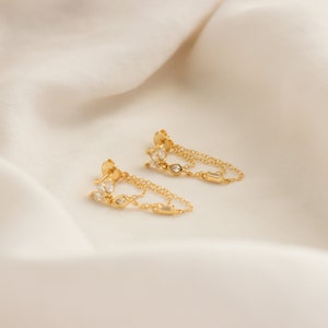 Marquise Diamond Chain Earrings by Caitlyn Minimalist Dangle Earrings Chandelier Earrings Crystal Jewelry Bridal Earrings ER181 image 2