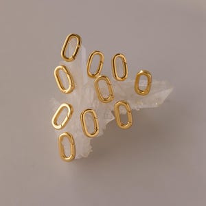 Set of 10: Carabiner Charms by Caitlyn Minimalist • Dainty Necklace Pendant Holder • Oval Clasp Charms for Necklace • Gift for Her • XR047 18K GOLD