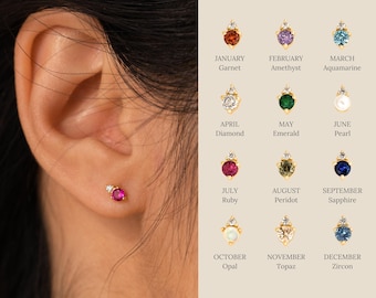 Raindrop Birthstone Stud Earrings by Caitlyn Minimalist • Dainty Teardrop Earrings with Custom Gemstone • Gift for New Mom • ER231