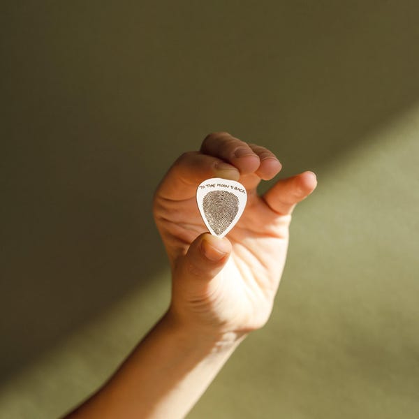 Actual Fingerprint Engraved Guitar Pick • Custom Hand Stamped Pick, Baby Fingerprint Jewelry • Personalized Gift for Him, Music Lover • CM21