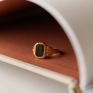 Anillo de sello negro vintage de Caitlyn minimalista Anillo negro para hombre Anillo grueso Anillo unisex de declaración Regalo del Día del Padre RR108 imagen 3