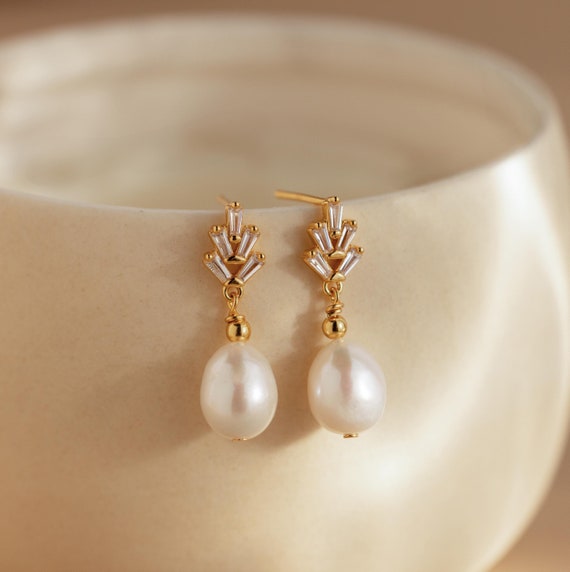 Orecchini Pendenti In Argento 925 Con Perla E Cristalli Austriaci, Eleganti Gioielli Per Donna, Regalo