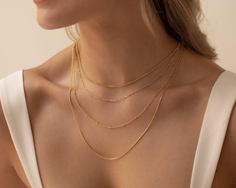 Minimalist Necklace Chains by Caitlyn Minimalist • Figaro, Satellite, Snake, Curb Chains • Essential Jewelry for your Everyday Collection