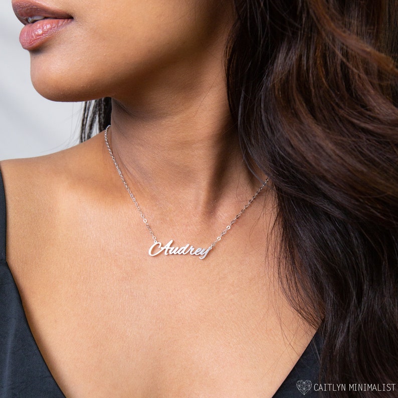 Name Necklace in Sterling Silver Custom Name Necklace in Gold, Rose Gold Personalized Gift for Her GIFT FOR MOM NH02F68 image 7