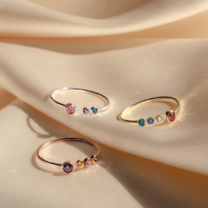 Mothers Ring • Custom Birthstone Ring • Multiple Gemstone Ring • Dainty Stacking Ring • Birthstone Jewelry • Perfect Gift for Wife • RM48