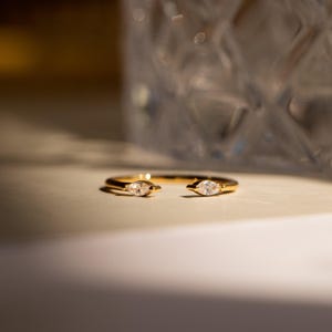 Duo Open Diamond Ring by Caitlyn Minimalist • Dainty Promise Ring • Minimalist Crystal Ring • Bridal Jewelry • Gift for Wife • RR078