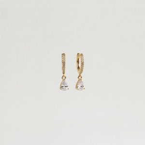 Diamond Drop Earrings by Caitlyn Minimalist Pave Huggie Hoop Dangle ...