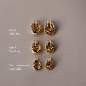 Double Hoop Stud Earrings Set by Caitlyn Minimalist • Dangling Spiral Knot Hoop Earrings in 3 Sizes • Gold Statement Jewelry • Gift for Her