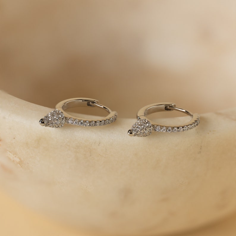 Pave Spike Huggie Earrings by Caitlyn Minimalist Diamond Hoop Earrings ...