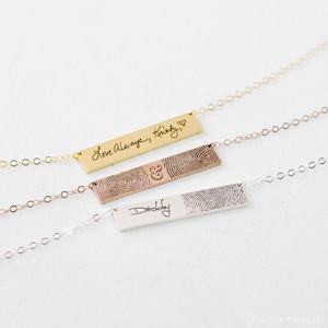 Collana con impronta digitale • Collana personalizzata con scrittura a mano in argento e oro • Gioiello con impronta digitale reale • Regalo commemorativo • Regalo per la mamma • NM22