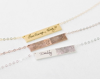 Fingerprint Necklace • Custom Handwriting Necklace in Silver & Gold • Actual Fingerprint Jewelry • Memorial Jewelry Gift • Mom Gift • NM22