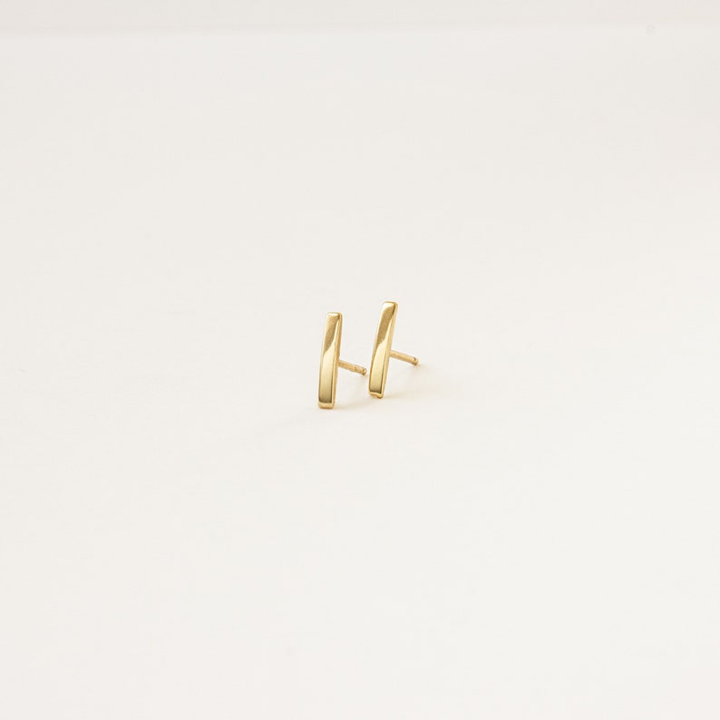 Bar Stud Earrings in Gold and Silver by Caitlyn Minimalist Dainty Earrings Minimalist Earrings, Perfect for a Minimalist Look ER131 image 2