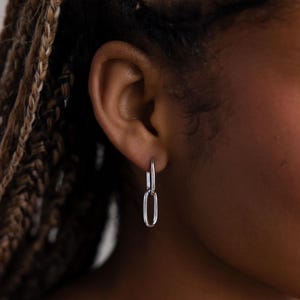 Dangle Link Earrings by Caitlyn Minimalist • Silver Chain Hoop Earrings • Statement Earrings • Minimalist Jewelry • Gift for Her • ER033
