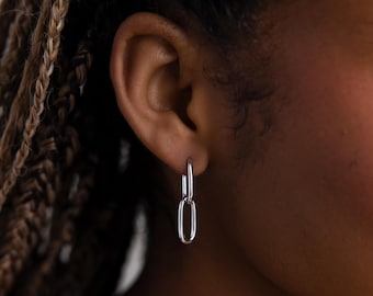 Dangle Link Earrings by Caitlyn Minimalist • Silver Chain Hoop Earrings • Statement Earrings • Minimalist Jewelry • Gift for Her • ER033