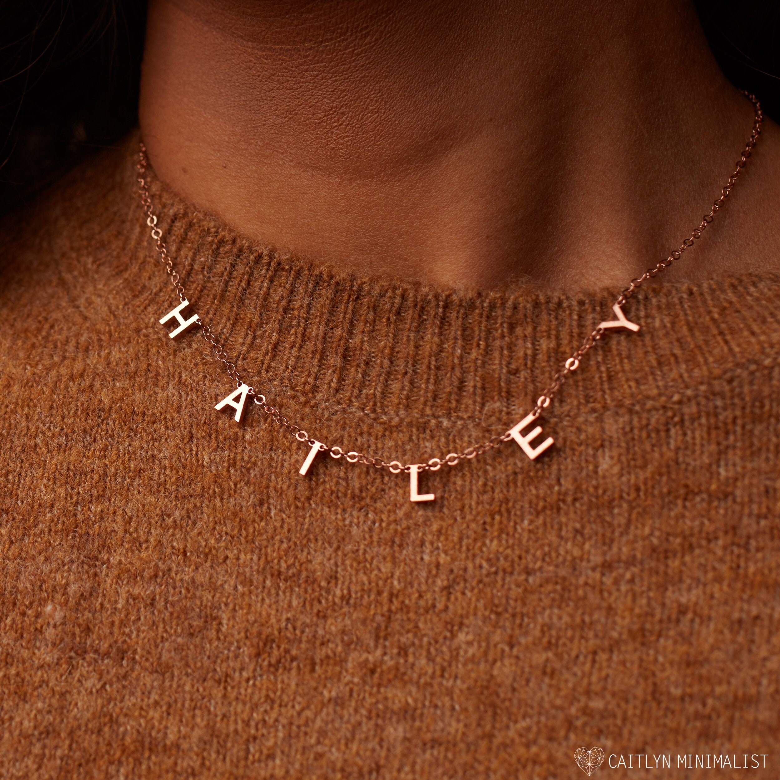 Spaced Letter Necklace Modern Name Initial Necklace by Etsy