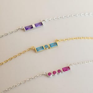 Initial Morse Code Birthstone Necklace by Caitlyn Minimalist • Dainty Birthstone Letter Necklace • Personalized Gifts for Girlfriend • NM124