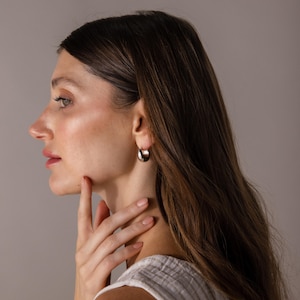 Bold Teardrop Hoop Earrings By Caitlyn Minimalist • Chunky Dome Huggie Earrings • Statement Jewelry • Girlfriend Gift • ER742 image 8