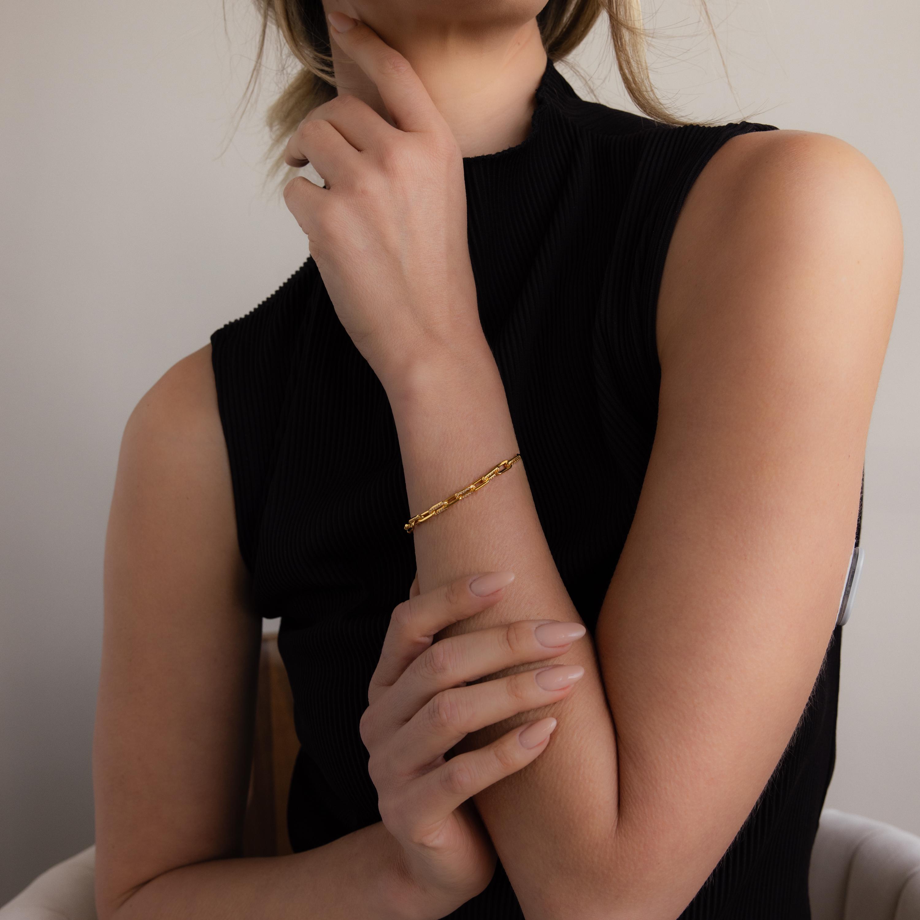 Pave Diamond Paperclip Bracelet by Caitlyn Minimalist