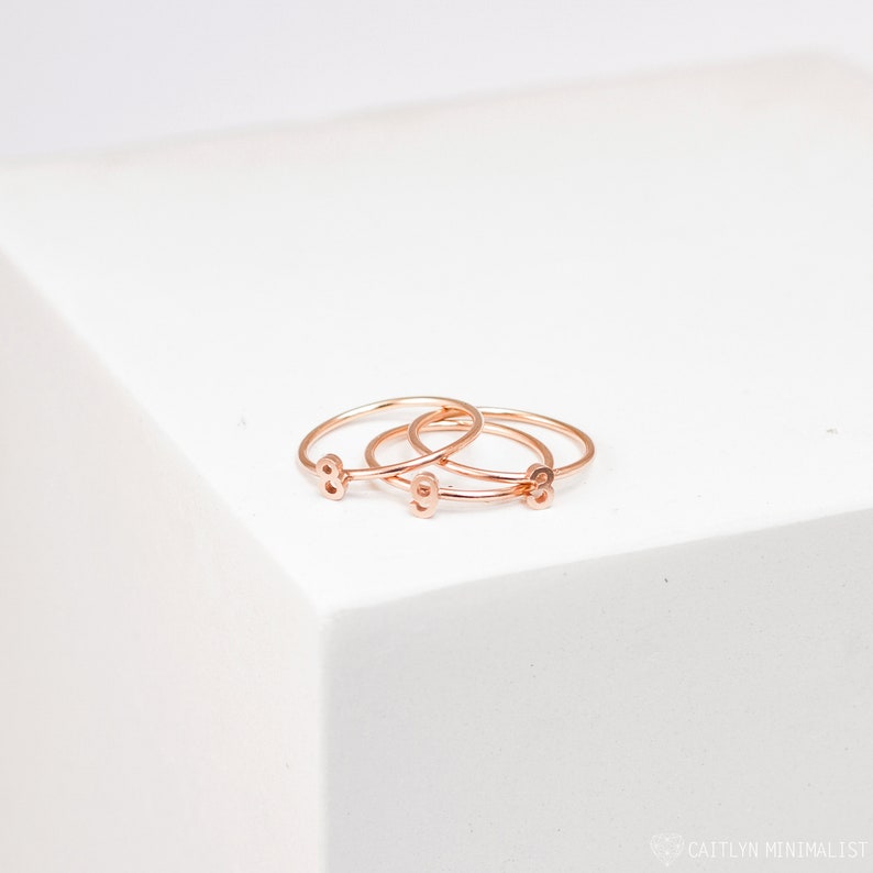 Dainty Initial Ring Custom Letter Ring in Sterling Silver, Gold & Rose Gold Bridesmaids Gifts MOTHER GIFTS RM47F30 image 4