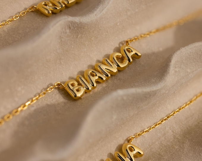 Dainty Bubble Name Necklace by Caitlyn Minimalist • Custom Tiny Nameplate Charm Necklace • Personalized Jewelry • Gift for Her • NM213