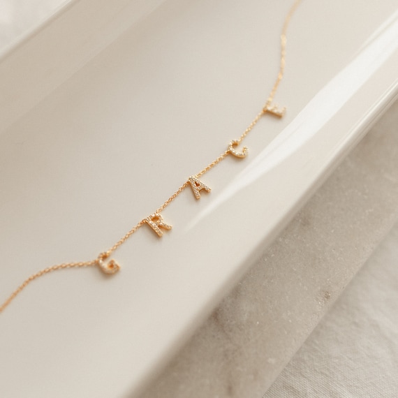 Pave Letter Necklace by CaitlynMinimalist • VOTE Necklace • Pave Name Necklace • Mothers Gifts • NM70