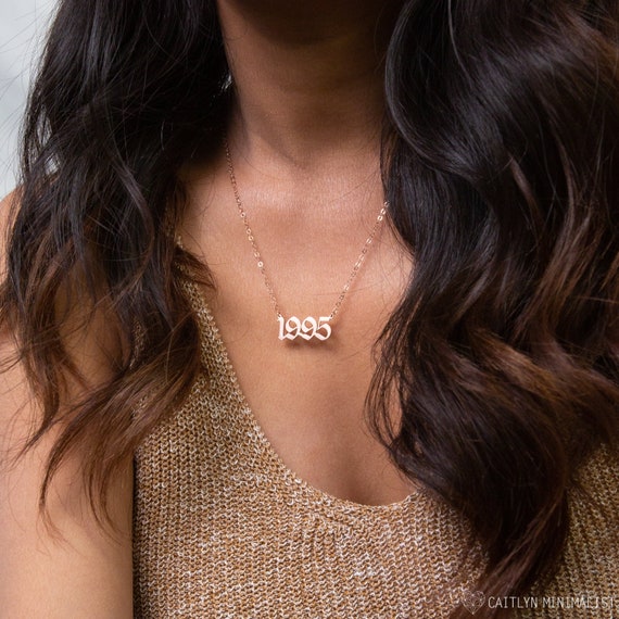 Year Necklace Custom Number Necklace Custom Name Necklace Gothic