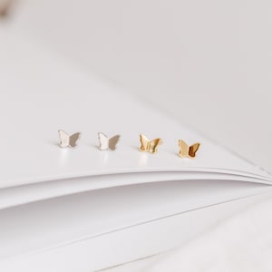 Butterfly Stud Earrings by Caitlyn Minimalist • Dainty Silver Earrings • Cute Charm Earrings • Minimalist Jewelry • Best Friend Gift • ER255