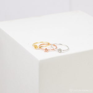 Dainty Initial Ring Custom Letter Ring in Sterling Silver, Gold & Rose Gold Bridesmaids Gifts MOTHER GIFTS RM47F30 image 2