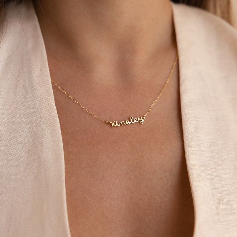 Personalized Name Necklace by Caitlyn Minimalist Delicate Layering Necklace Dainty Name Charm Jewelry New Mom Gift NM03F106 image 3