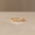 Art Deco Diamond Ring by Caitlyn Minimalist • Vintage Style Cocktail Ring in Gold • Crystal Chandelier Engagement Ring, Gift for Her • RR106