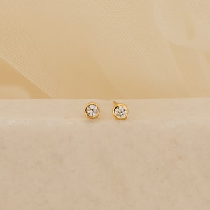 Diamond Stud Earrings by Caitlyn Minimalist Dainty Gold & Silver Second Hole Earrings Minimalist Bridesmaid Gifts ER207 image 6